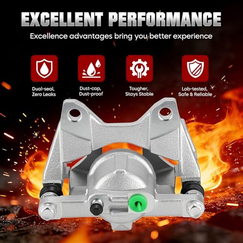 Rear Disc Brake Caliper Assembly with Bracket fit for Jeep Wrangler 2007-2017, Liberty 2008-2012, Wrangler JK 2018, for Dodge Nitro 2007-2011, Rear Left / Right Caliper Set with 2PC, 18-B5046 18-B5047