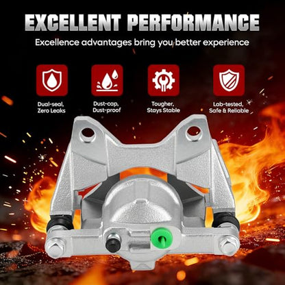 Rear Disc Brake Caliper Assembly with Bracket fit for Jeep Wrangler 2007-2017, Liberty 2008-2012, Wrangler JK 2018, for Dodge Nitro 2007-2011, Rear Left / Right Caliper Set with 2PC, 18-B5046 18-B5047