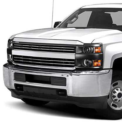 DNA MOTORING Black Amber Projector Headlights Compatible with 15-19 Chevy Silverado 2500 HD 3500 HD, HL-OH-CSIL15-BK-AM - color: Black Amber