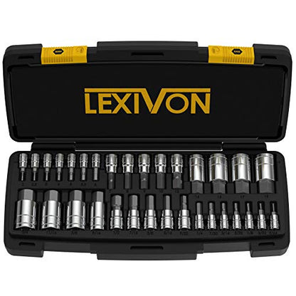 LEXIVON Master HEX Bit Socket Set, Premium S2 Alloy Steel | Complete 32-Piece, SAE and Metric Set | Enhanced Storage Case (LX-144) - style: HEX 32pc