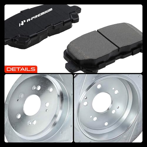 A-Premium Front and Rear Drilled Slotted Brake Rotors and Ceramic Pads Kit - style: 2011-2014 (Drilled & Slotted)