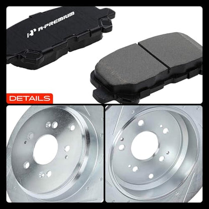A-Premium Front and Rear Drilled Slotted Brake Rotors and Ceramic Pads Kit - style: 2011-2014 (Drilled & Slotted)