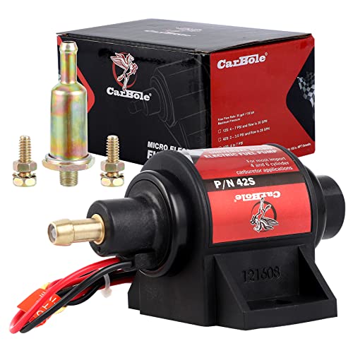 CarBole Gasoline Electric Fuel Pump Universal 5/16 Inch Inlet and Outlet Inline 12V 1-2A 28GPH 2-3.5P.S.I. Operating Fuel Pressure - size: 12V 2-3.5 PSI Gasoline Pump