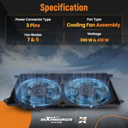 maXpeedingrods Dual Fan Radiator Cooling Fan Assembly w/Brushless Motor for Ford F-150 2021-2023, ML3Z8C607C