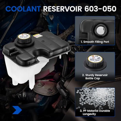 603-050 Coolant Reservoir Tank for Ford Lincoln/Mercury 98-11 4.6 V8 - size: 603-050