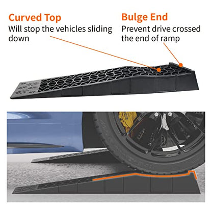 OULEME Low Profile Car Service Ramp, for Oil Changes & Maintenance, 2 Pack - size: L27.5" (2 PACK)