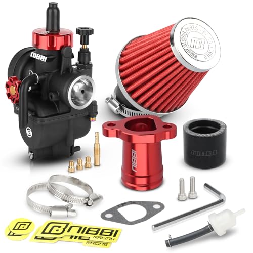 NIBBI Predator 212 Carburetor Kit,212 Predator Performance Part Intake Pipe Inlet Manifold For Mini Bike 196cc/212cc/224cc Engine GX160 GX200 with Air Filters (Red) - color: Red