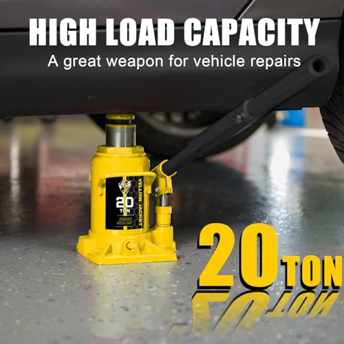 YELLOW JACKET 20 Ton Low Profile Bottle Jack, Welded Hydraulic Stubby Jack(40,000 LBs) - size: 20 Ton