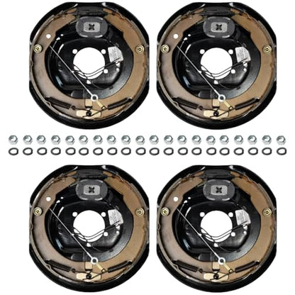TrailerSupplies 12"x2" Electric Trailer Brake Kit, 4-Pack Self-Adjusting Assemblies for 7,000 lb Axles, Replaces Dexter, 5 Bolt Mount, Fits 15"-17.5" Wheels