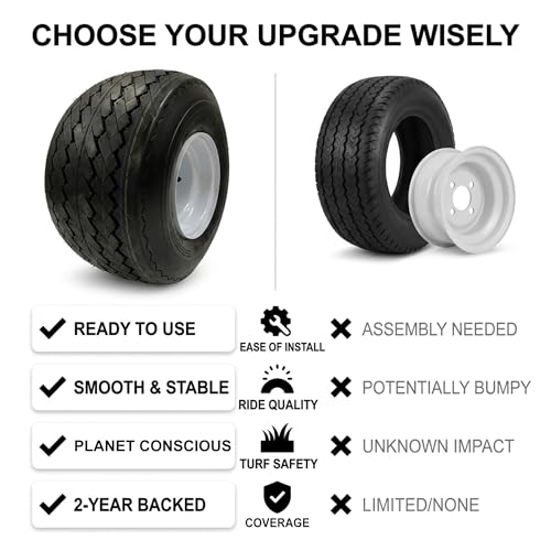 eCustomrim 4-Pack Golf Cart Tire Rim Assembly 8 Inch 18X8.50-8 4 Lug White - size: 18X8.50-8