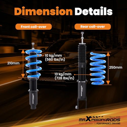maXpeedingrods Coilover for Cadillac CTS/CTS-V AWD Sedan 2008-2014, for Cadillac CTS/CTS-V Wagon 2010-2014, 24 Levels Damper Adjustable Coilovers, Height Adjustable T6 Upgraded Lowering Kit Blue