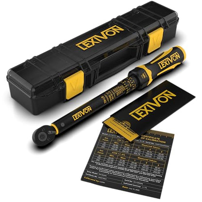 LEXIVON Torque Wrench, 1/4-Inch Drive, Dual Scale 30-250 IN-LB (3.4-28.2 N·m), Premium Rubber-Grip Handle, Deluxe Hybrid Case (LX-TW14) - size: 1/4"DR. 30–250 IN-LB