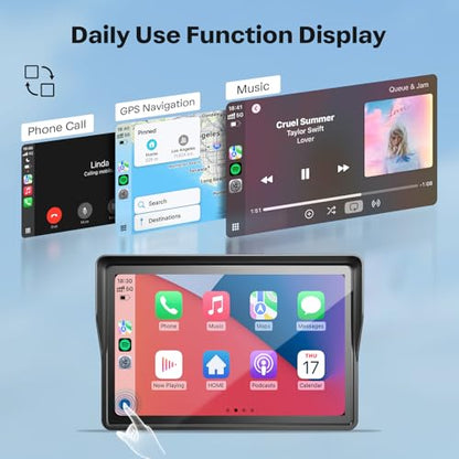 WonVon 5 Inch Motorcycle Carplay GPS Navigation System with Apple Carplay and Android Auto Portable Screen with Dual Bluetooth, Navigation, Siri, Google Assistant - size: 5 Inch