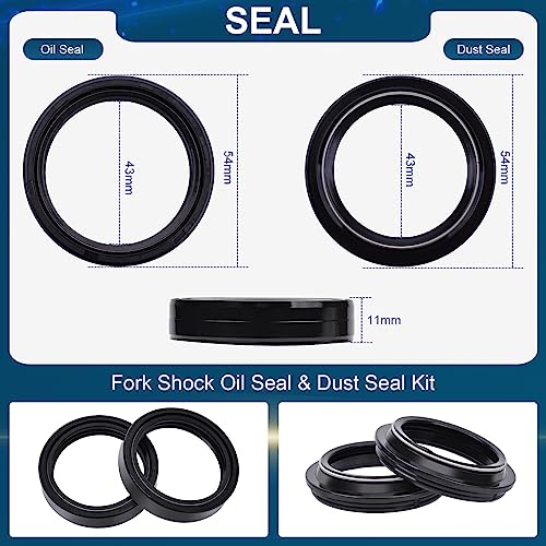 43mm Fork Seals Kit for Honda CRF250L XR650L XR400R CRF250M, 43x54x11 - size: 43X54X11