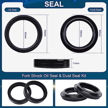 43mm Fork Seals Kit for Honda CRF250L XR650L XR400R CRF250M, 43x54x11 - size: 43X54X11