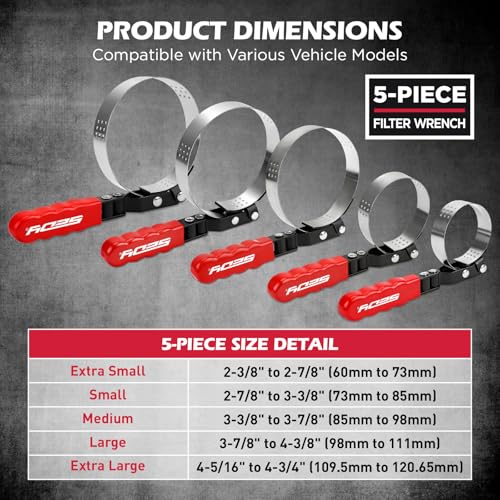 10-Piece Oil Filter Wrench Set 2-3/8"to 4-3/4", 12-Inch Adjustable Oil Filter Plier, Universal 3-Jaw Oil Filter Wrench, 1/2"Quick Release Ratchet Handle, 1/2"-3/8" Adapter, Towel in Storage Case - style: New Version