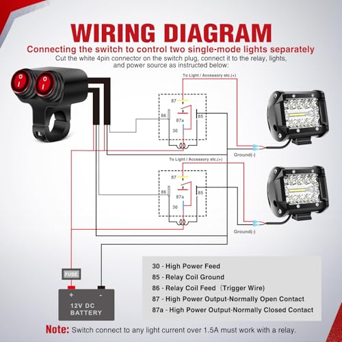 Nilight Motorcycle 7/8" (22mm) Handlebar Dual Control Switch - color: Motorcycle Handlebar Switch-Dual Control 4 Pin