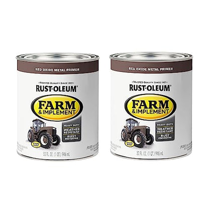 Rust-Oleum Farm & Implement Red Oxide Metal Primer Paint - color: Red Oxide Metal Primer, size: 32 Ounce (Pack of 2)