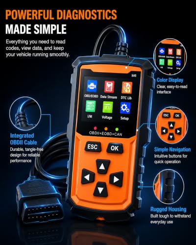 OBD2 Scanner M6,Car OBDII Diagnostic Code Reader (Orange)