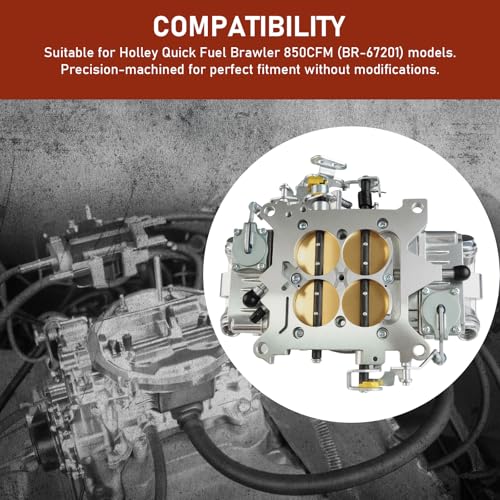BR-67201 850CFM 4-Barrel Carburetor - 4150 Double Pumper Mechanical Secondary for Holley Quick Fuel Brawler Race Series - Square Bore No Choke Dual Inlet Performance Carb