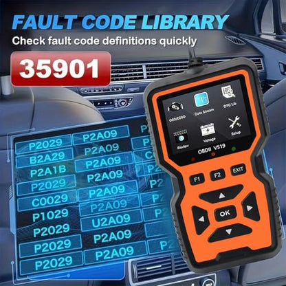 OBD2 Scanner Diagnostic Tool - Check Engine Light Code Reader, Reset Function, Data Stream, I/M Readiness, Full Features, Modes 6 & 8, for All 1996+ Vehicles, Automotriz Scanner - color: Orange