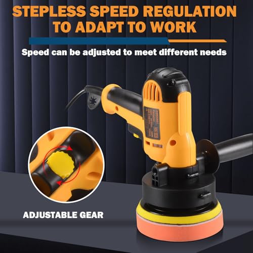 CJC Buffer Polisher - 110V 600W Variable Speed Machine - Random Orbital Buffer for Floor, Car, Furniture, Metal Waxing and Polishing With Professional Buffing Kit(16pcs)