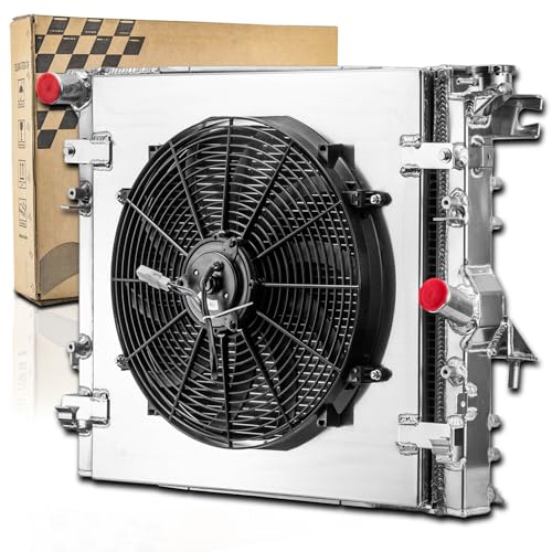 4 Row Radiator Shroud Fan for 2007-18 Jeep Wrangler JK 3.6L 3.8L V6 at 2008 2009 2010 2011 2012 2013 2014 2015 2016 2017 Aluminum Radiators CC2957 - size: 4 Row Radiator Shroud Fan