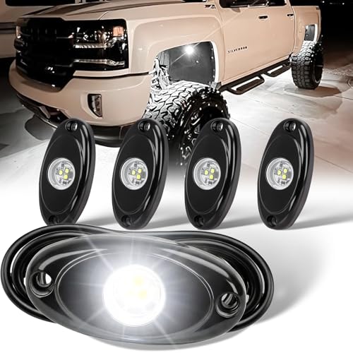 YONEDA White Rock Lights for Trucks, 4 Pods, IP68 Waterproof - color: White, size: 4 Pods