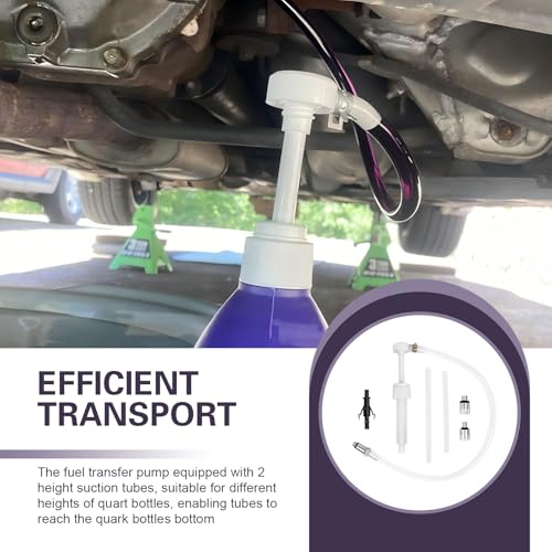 1 Set Transmission Fluid Pump Kit, 8cc Push-type Oil Transfer Pump, Anti-Clog Fluid Pump Automotive with 3/8" Swivel and 8mm 10mm Adapters for Oil WaterUniversal for Most Cars (White)