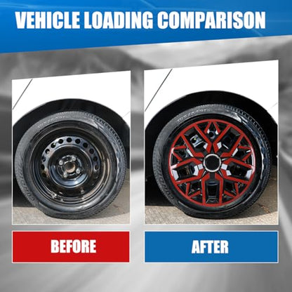 Winjet 16 Inch Universal Hubcaps Set of 4,Steel Wheel Rims Cover PP Material Universal Wheel Cover Replacement R16,Auto Tire Replacement Exterior Cap (16 Inch,Black Lacquer & Red Lacquer) - color: Black Lacquer & Red Lacquer(5181-RB-16), size: 16 inch