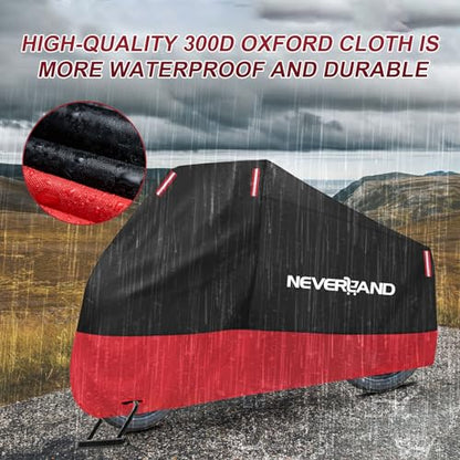 NEVERLAND Motorcycle Cover 300D Waterproof Outdoor All Weather Protectio - size: XL