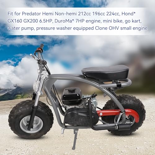 Long Exhaust Pipe with Muffler Compatible with Predator 212cc 196cc Coleman CT200U BT200X Axis M200 Mini Bike 6.5hp GX160 GX200 Clone Engine KT196 Go Kart with Heat Shield Tape Main Jet Kit - color: Black