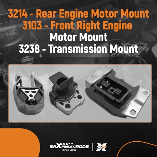 maXpeedingrods Front Rear Engine Motor & Transmission Mount Set for Ford Focus L4 2.0L Replaces 3238 2012 3214 3103 - style: 3214