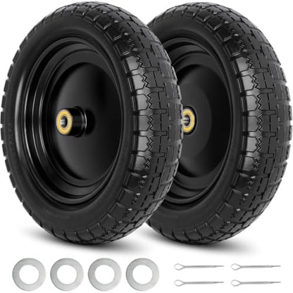 GICOOL 4.00-6'' Flat Free 13'' Wheelbarrow Tire and Wheel, 2 Pack - size: 13"x4.00-6 Flat-free Tire - 2 Pack