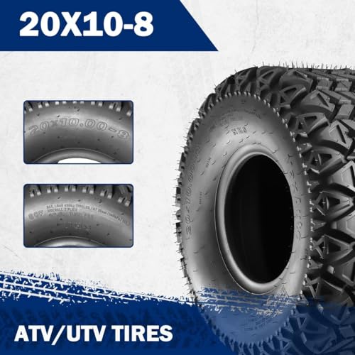 MaxAuto AT20X10-8 Hilly Lawn ATV Tire,20x10x8 Replacement for All Trail Rear Tires,Lawn Mower Tractor Tire,Golf Cart Turf Tires,4-Ply Tubeless,2 Pack - size: 20X10-8