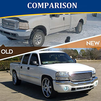APSVE Headlight + Bumper Lights Kit for 1999-2006 GMC Sierra 1500 2500 3500 - color: Chrome Clear