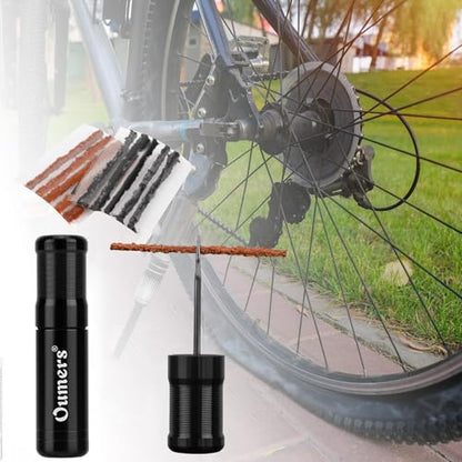 Oumers Tubeless Bike Tire Repair Tool Kit, Bike Tire Punctures with 5PCS Bacon Strips Plus Insertion Tool Tire Repair Fork Reamer - color: 15- 10 Orange, 5 Black