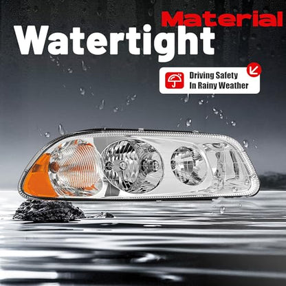 HECASA Halogen Headlight w/Bulbs Compatible with CX CXN CXU GU4 GU5 GU7 GU8 - color: Clear Lens+Chrome Housing, size: Right