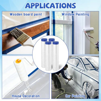 JMIATRY Pre-Taped Painter Plastic Sheeting for Painting 106IN x 88FTx 4Roll