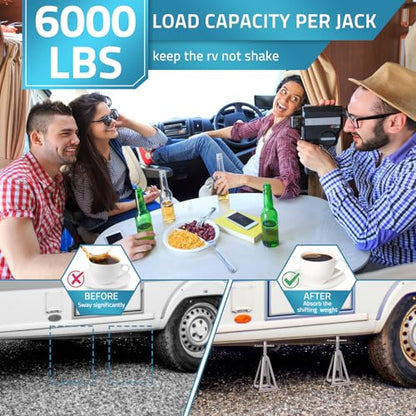 PAULINN RV Stabilizer Jacks 4 Pack, Heavy Duty Aluminum Jack Stands for Travel Trailer Camper, Single Screw Jack Support up to 6000 Lbs, Adjustable from 11 inch to 17 inch