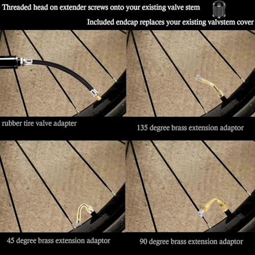 4PCS Valve Stem Extension, 8.25 Inch Flexible Schrader Valve Stem Extenders - color: Black3