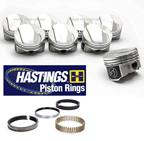 Domed Forged Pistons set of (8) with matching moly rings compatible with Chevy 454 +27cc dome 9.8:1 compression ratio with 119CC head (+.030" or 4.280" Bore STD)