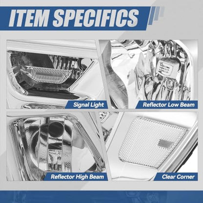 Auto Dynasty Headlights Assembly Compatible with 2019-2024 Dodge Ram 1500, Driver and Passenger Side Halogen Headlamps Replacement, GM2502329 GM2503329, Chrome Housing Clear Corner - color: Chrome Clear