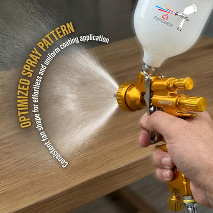 HVLP Air Spray Gun Kit 1.7mm, Professional Automotive Paint Sprayer - color: Golden-silver, size: 1.7mm