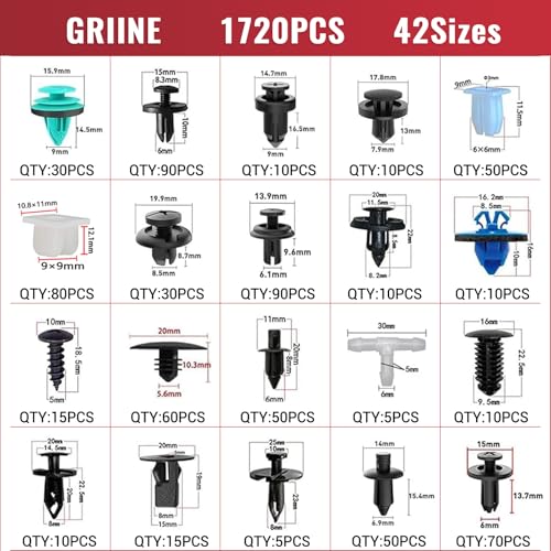 2041 Pcs Bumper Clips Car Retainer Clips & Auto Fasteners Assortment Plastic Push Rivets Fender Clips - 42 Most Popular Sizes Door Trim Panel Clip Set for Toyota GM Ford Honda Chevy - size: 2041 Pcs