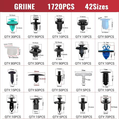 2041 Pcs Bumper Clips Car Retainer Clips & Auto Fasteners Assortment Plastic Push Rivets Fender Clips - 42 Most Popular Sizes Door Trim Panel Clip Set for Toyota GM Ford Honda Chevy - size: 2041 Pcs