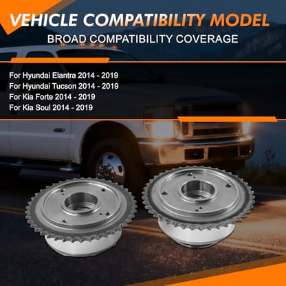 24370-2E200 Engine Exhaust +Intake VVT Timing Camshaft Gear Sprocket for Hyundai 2014-2019 Elantra Tucson Kia Soul Forte5 2.0L Replace# 24350-2E201 24370 2E200 - color: 24350-2E201