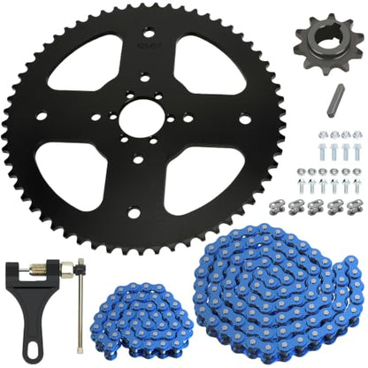 High Torque 60T Sprocket 420 Chain with 90 Link Mini Bike Rear Chain - color: Blue