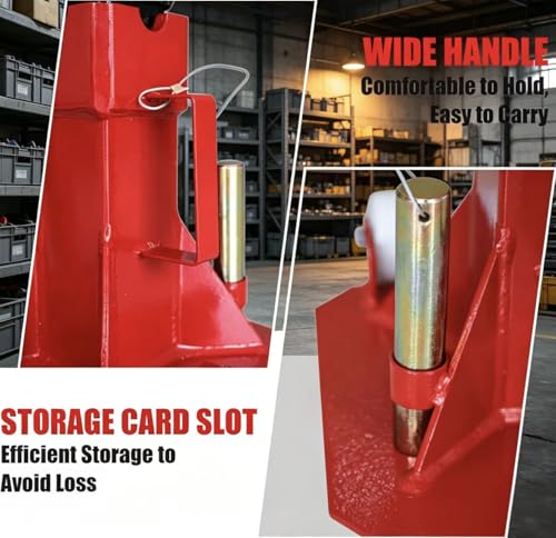 Big RED 7 Ton Heavy Duty Jack Stands, Pin Style Jack Stand with 2 Casters and Handle, Easily Portable Car Stand for SUV, Trucks and Pick Ups, Red - size: 7 ton caster