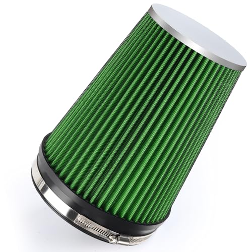 6" 152mm Cold Air Intake Filter Clamp-On Cone Filter Green - color: Green, size: 9 inches Tall